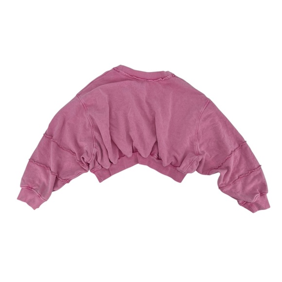 out from under Pink V-Neck Relaxed Sleeve Cropped Sweatshirt Size Medium Women’s - Picture 3 of 5